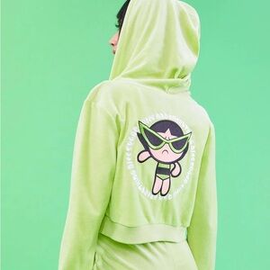 Dolls Kill x PowerPuff Girls Buttercup Green Y2K Velour Tracksuit